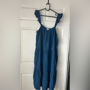 J. Crew Deep Teal Blue Tiered Cotton Sundress